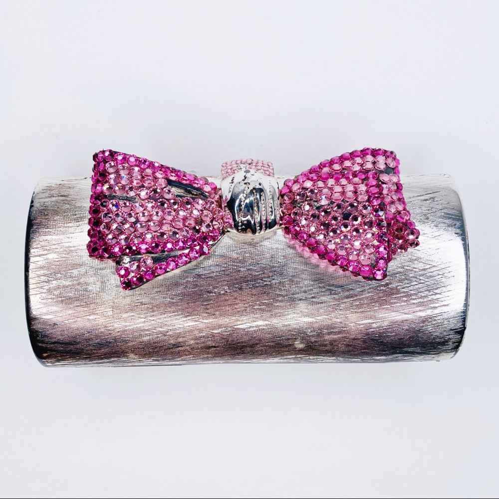 RODO Italy Brushed Metal Bow Evening Purse